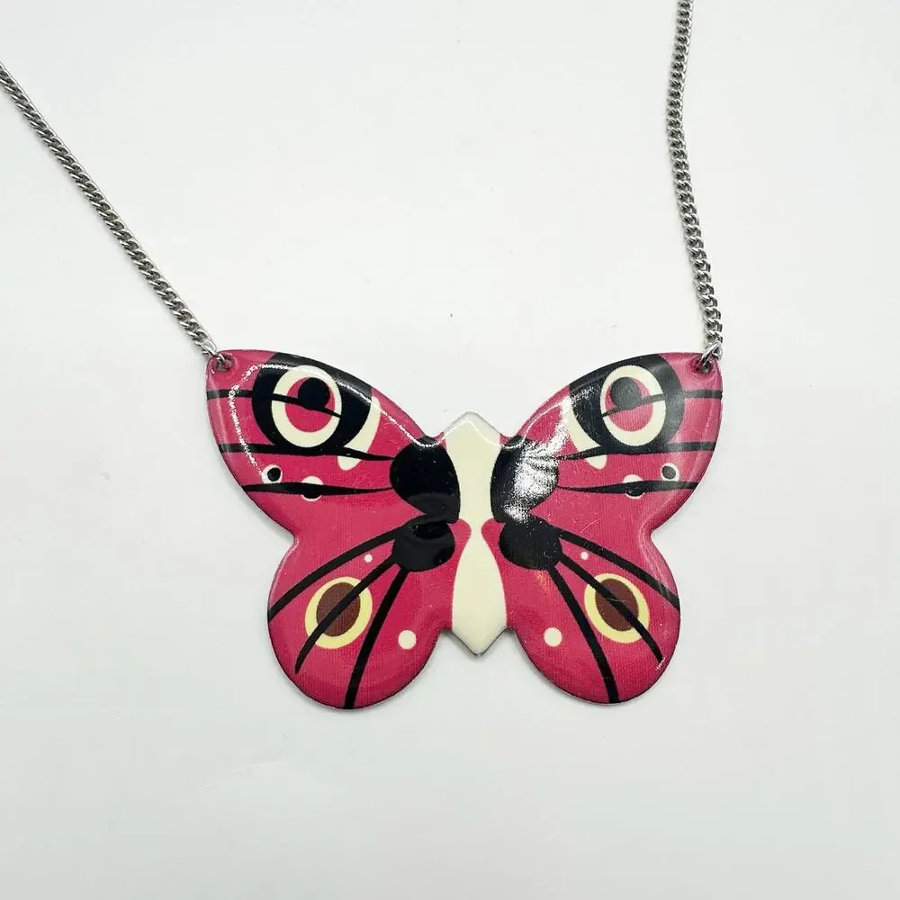 Butterfly Oversized Pink Necklace Boho Bohemian Casual Jewelry